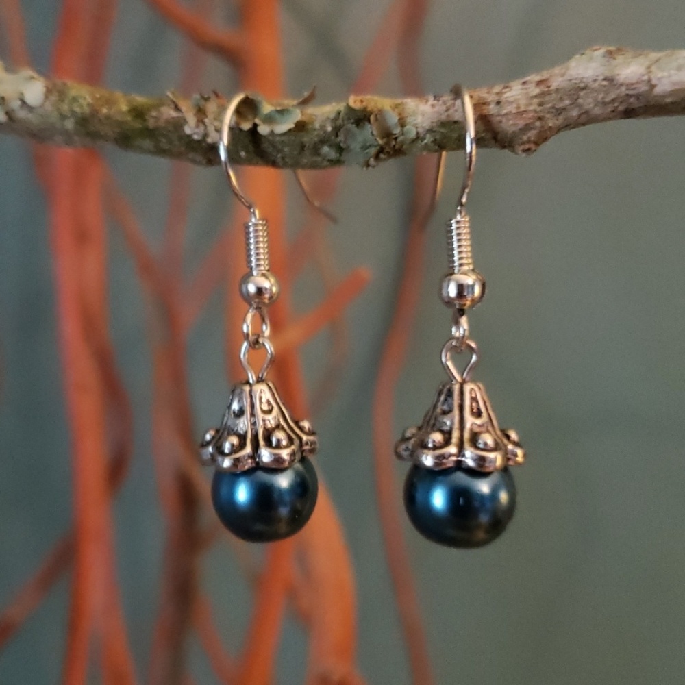 Harriet Ave Jewels Faux Pearl Earrings Silver/Teal